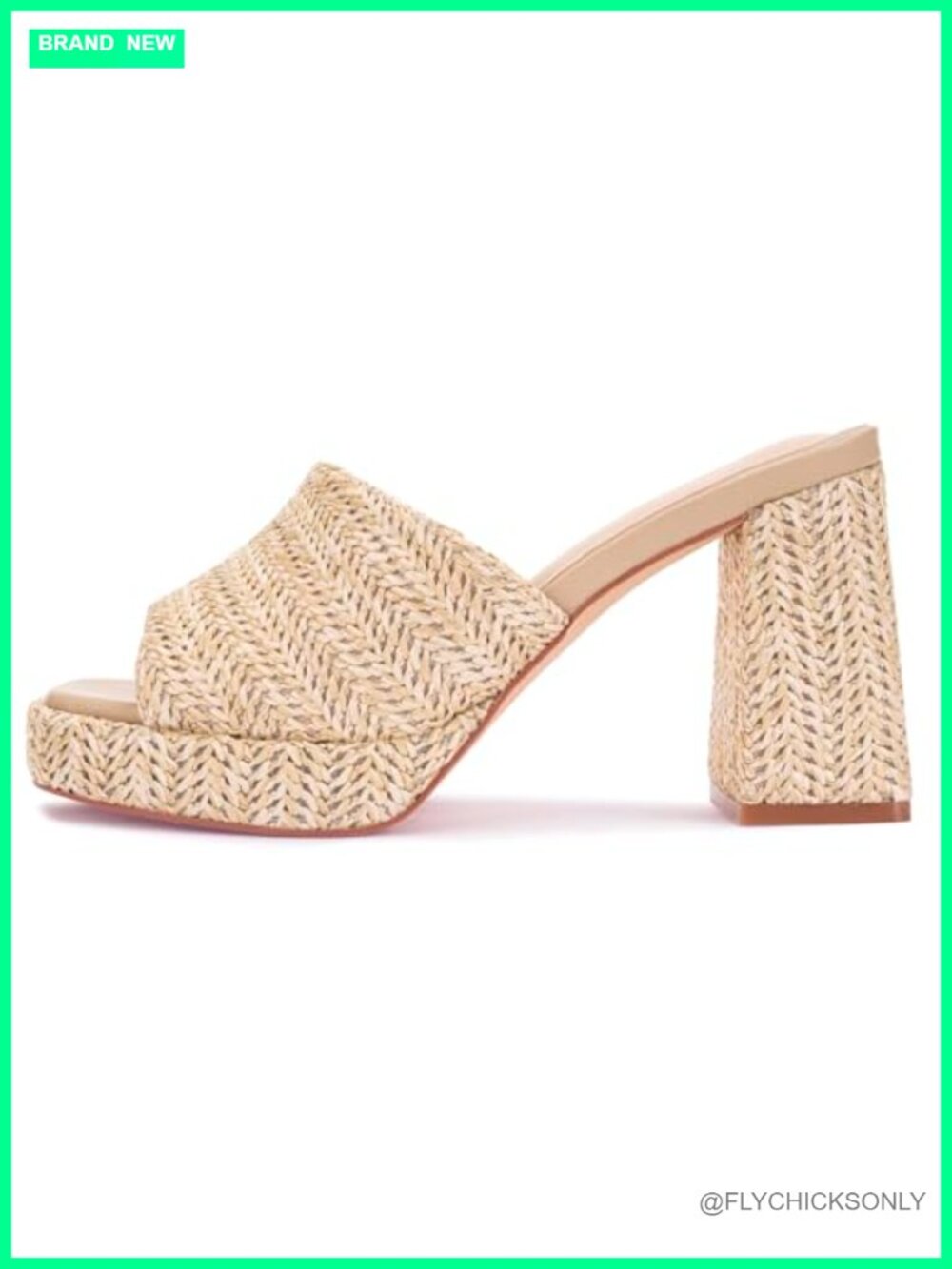 Raffia Platform Wedge Heeled Sandals Slip On Block Heel Summer
